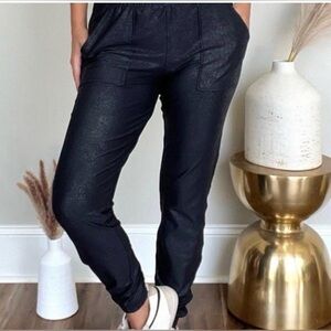 Women’s 3XL MR Basics Pebble Black Athleisure Jogger Foil Shimmer Viral Pants